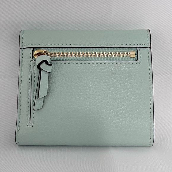 Kate Spade Jackson St Jada Pebbled Leather Trifold Wallet Light Blue/Green - Picture 2 of 9